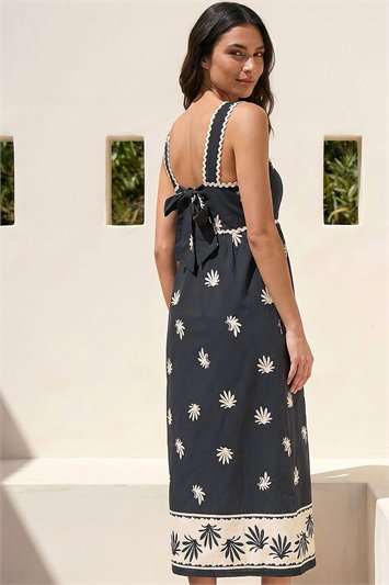 Leaf Print Ric Rac Midi Dress 14903508