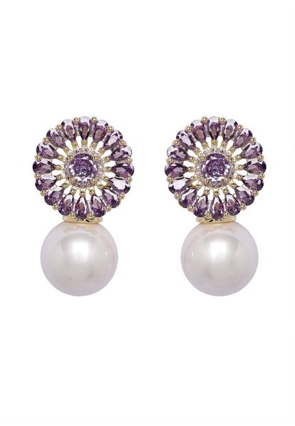 Purple Floral Drop Earrings