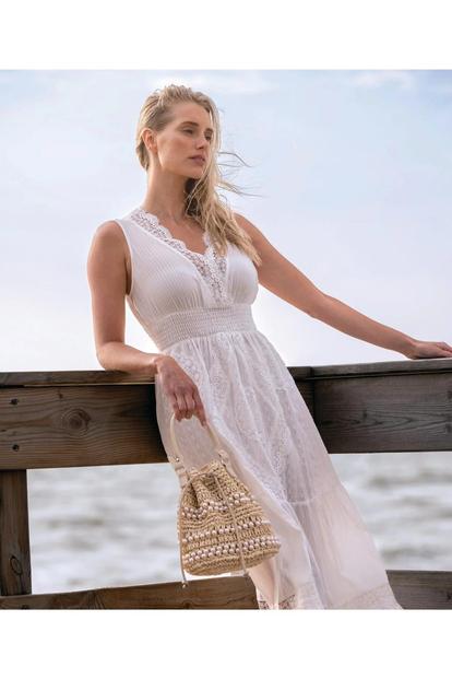 White Tropez - Straw Beach Bag