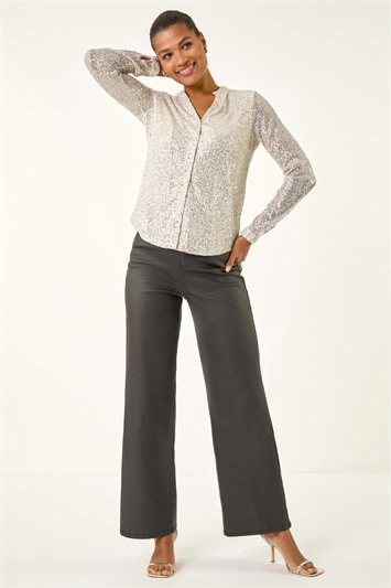 Embellished Sequin Stretch Blouse 10116485