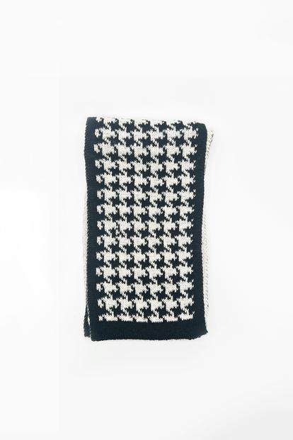 White Houndstooth Herringbone Double Sided Scarf