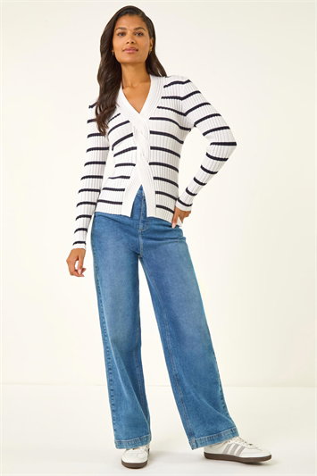 Stripe Cable Split Detail Rib Jumper 16132094