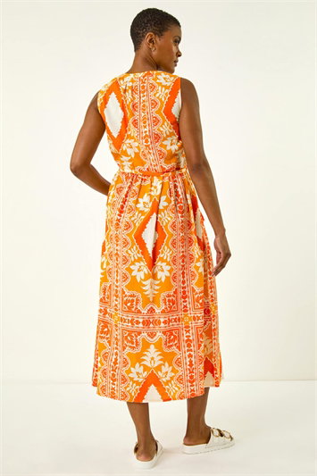 Abstract Tie Neck Midi Dress 14722964