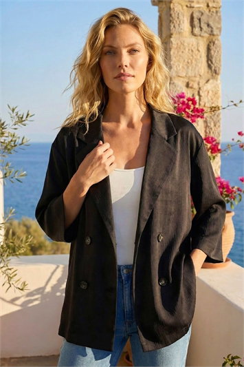 Black Relaxed Textured Blazer