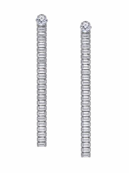 Metallic Linear Crystal Tassel Drop Earrings