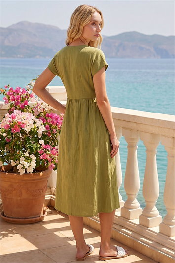 Linen Look Button Midi Dress 14732440