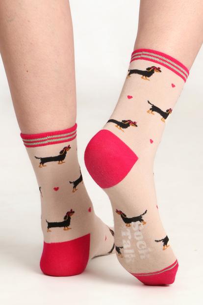 Cream Sausage Dogs Sunglasses Bamboo Socks