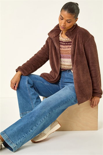 Brown Soft Sherpa Fleece Jacket