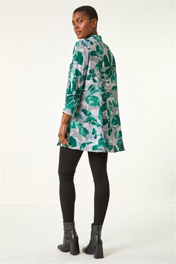 Leaf Print Button Detail Sleeve Shirt 10132834