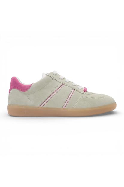 Green Womens Green Pink Leather Sneakers