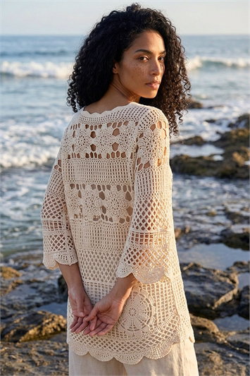 Floral Crochet Tunic Top 16344959
