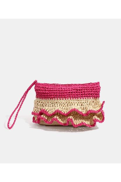 Pink Saffira - Straw Clutch Bag - Hot Pink