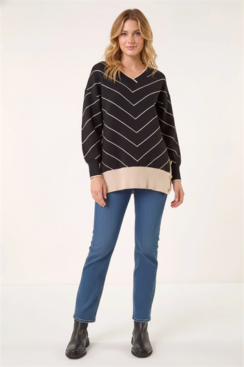 Stripe V-Neck Knit Jumper 16311308