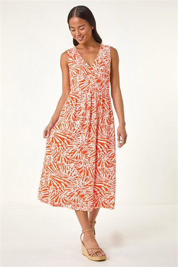 Petite Linen Blend Midi Dress 14674922