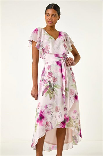 Floral Print Wrap Midi Dress 14732372