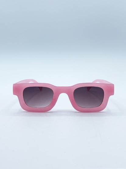 Pink Matte Square Sunglasses In Pink