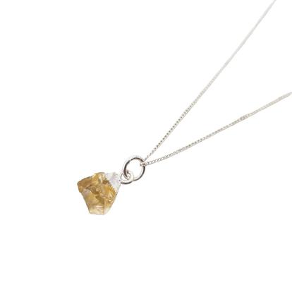 Metallic Sterling Silver Raw Citrine November Birthstone Necklace