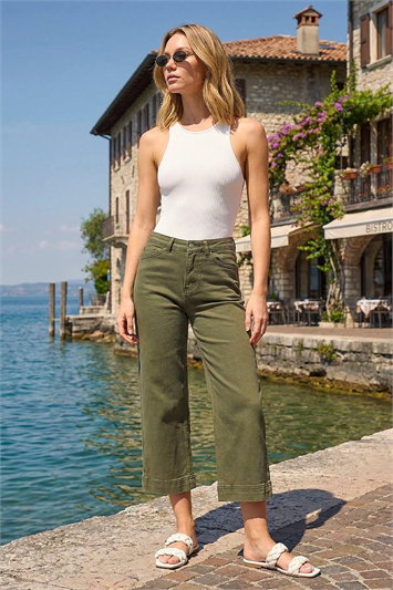 Green Wide Leg Stretch Culottes