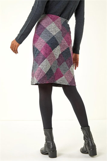 Elastic Waist Check Print Pocket A Line Skirt 17019372