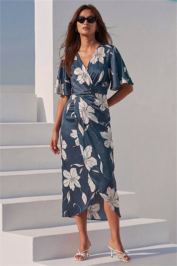 Floral Print Wrap Twist Dress 14924960