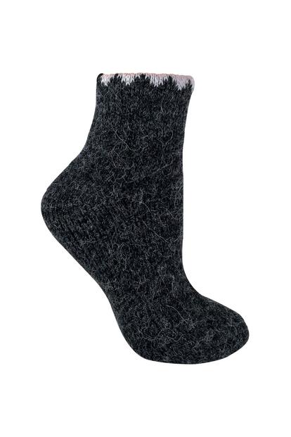 Black Ladies Warm Alpaca Wool Blend Boot Socks