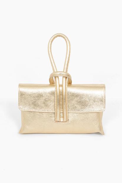 Metallic Italian Leather Wristlet Clutch Bag M000029295