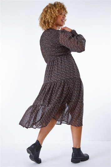 Curve Heart Tiered Stretch Midi Dress 14300119