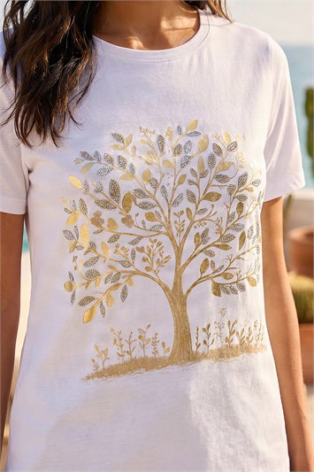 White Foil Tree Print T-Shirt