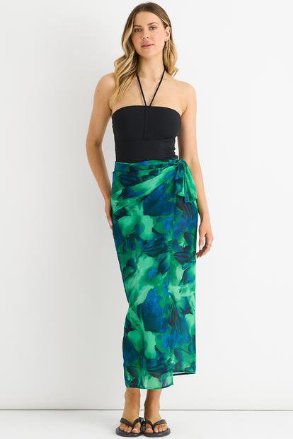 Green Floral Multiway Beach Sarong