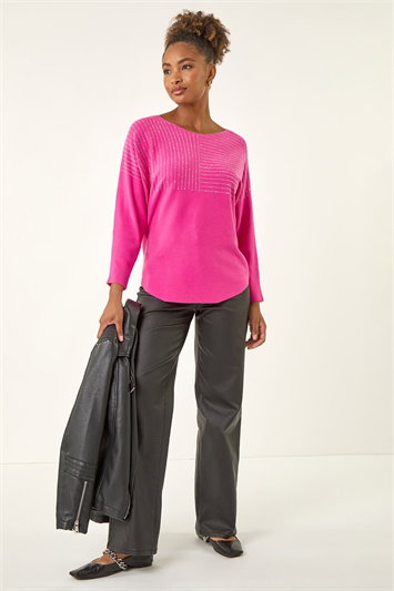 Embellished Stripe Knit Jumper 16175917