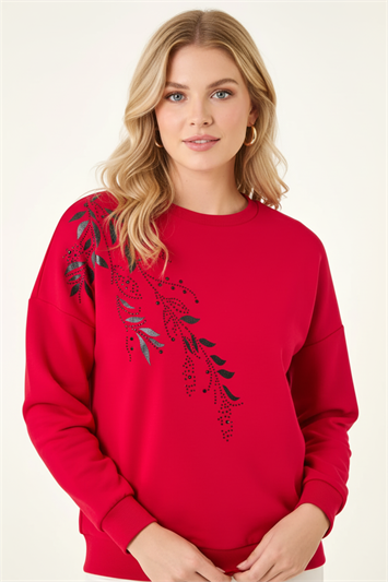 Red Placement Print Sweatshirt
