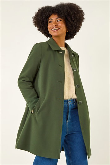 Green Buttoned Swing Coat