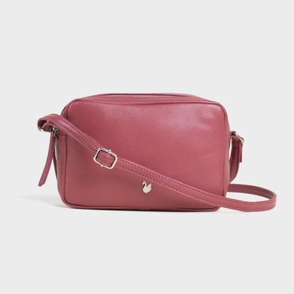 Pink 'Avon' Soft Nappa Full Grain Real Leather Crossbody Bag