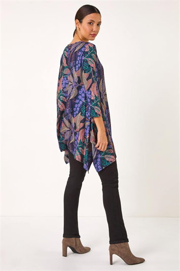 Floral Leaf Print Stretch Tunic 19375176