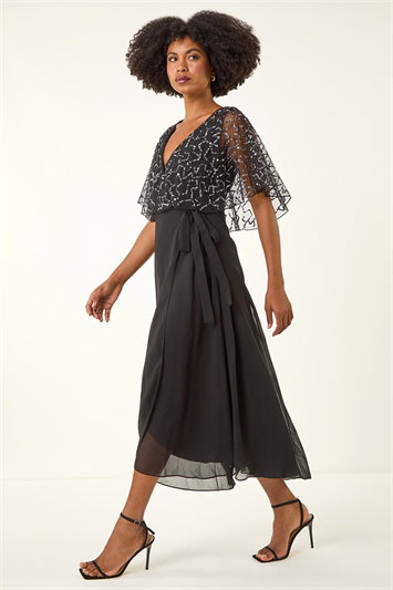 Sequin Chiffon Wrap Maxi Dress 14428708
