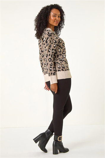 Petite Animal Print Rib Knit Jumper 16115890
