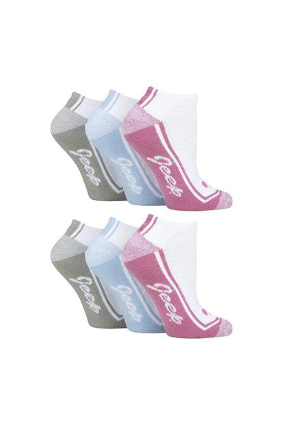 White 6 Pack Trainer Cushioned Sport Socks