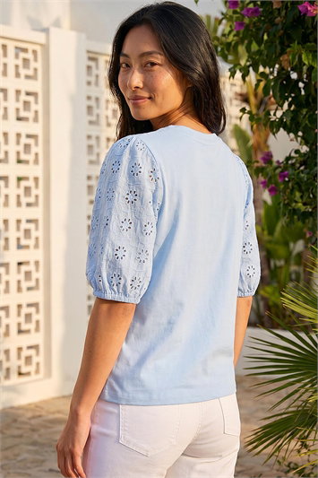 Petite Embroidered Puff Sleeve Top 19511209