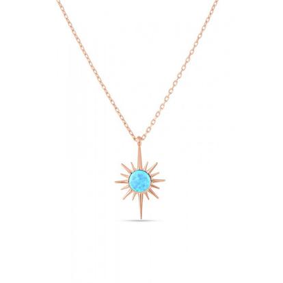 Metallic Blue Opal Northernstar Sterling Silver Pendant Necklace