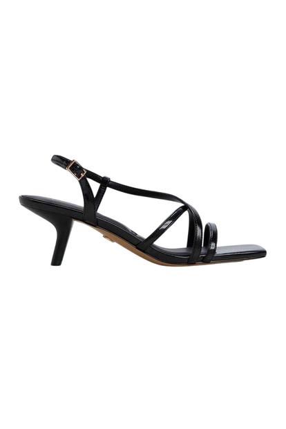 Black Lendacan Strappy Kitten Heel Sandals