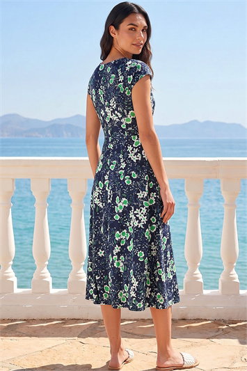 Floral Print Midi Tea Dress 14840834