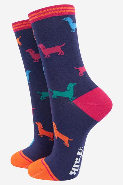 Multi Sausage Dogs Multicoloured Bamboo Socks