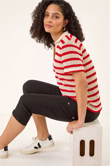 Black Cropped Cargo Stretch Trouser