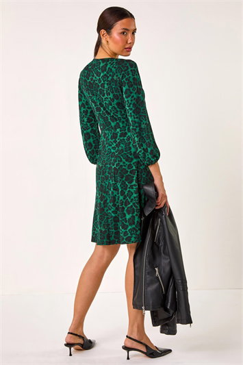 Animal Print A-Line Gathered Dress 14633328