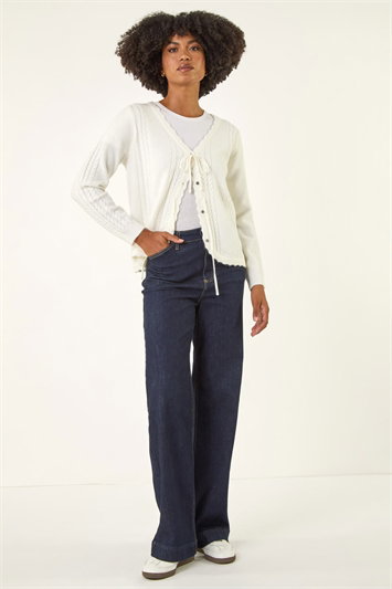 Bow Front Buttoned Knit Cardigan 16316938