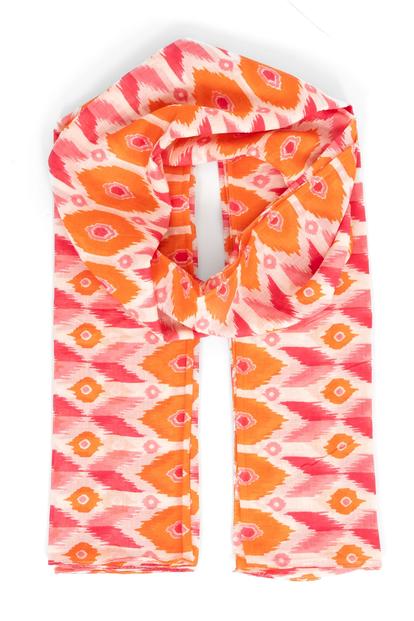Pink Ikat Cotton Lightweight Scarf