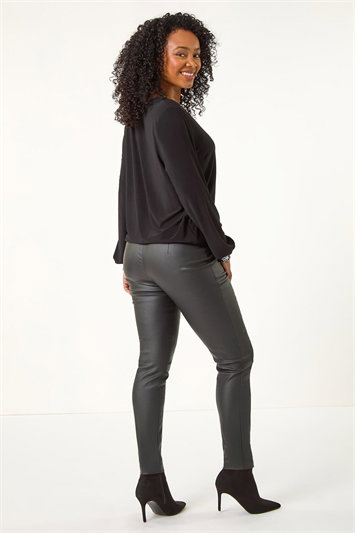 Petite Sequin Trim Blouson Top 19355708