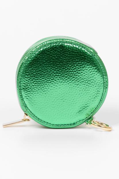 Pink Metallic Faux Leather Round Coin Purse
