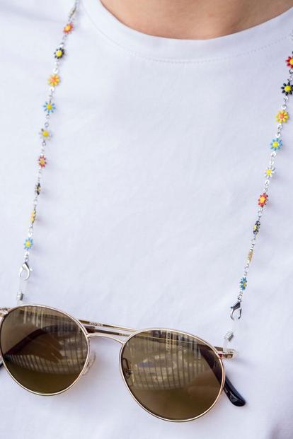 Metallic 55 Cm Multicolour Sun Flower Daisy Sun Glass Reading Eyewear Holder Lanyard Chain
