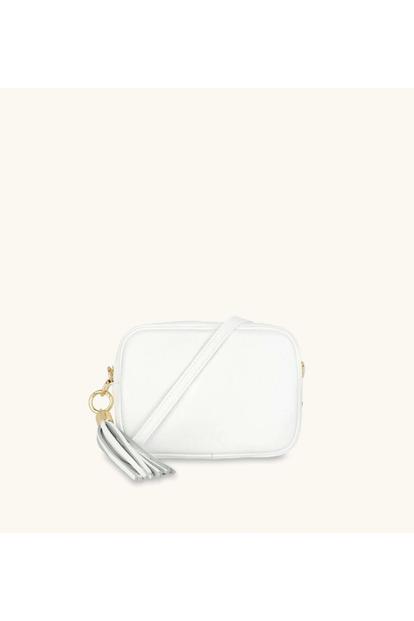 White The Tassel White Leather Crossbody Bag